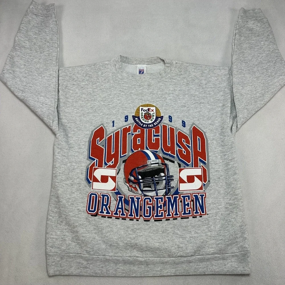Vintage SU Syracuse Orangemen Sweatshirt Mens Medium Gray 1999 Logo7 Orange Bowl